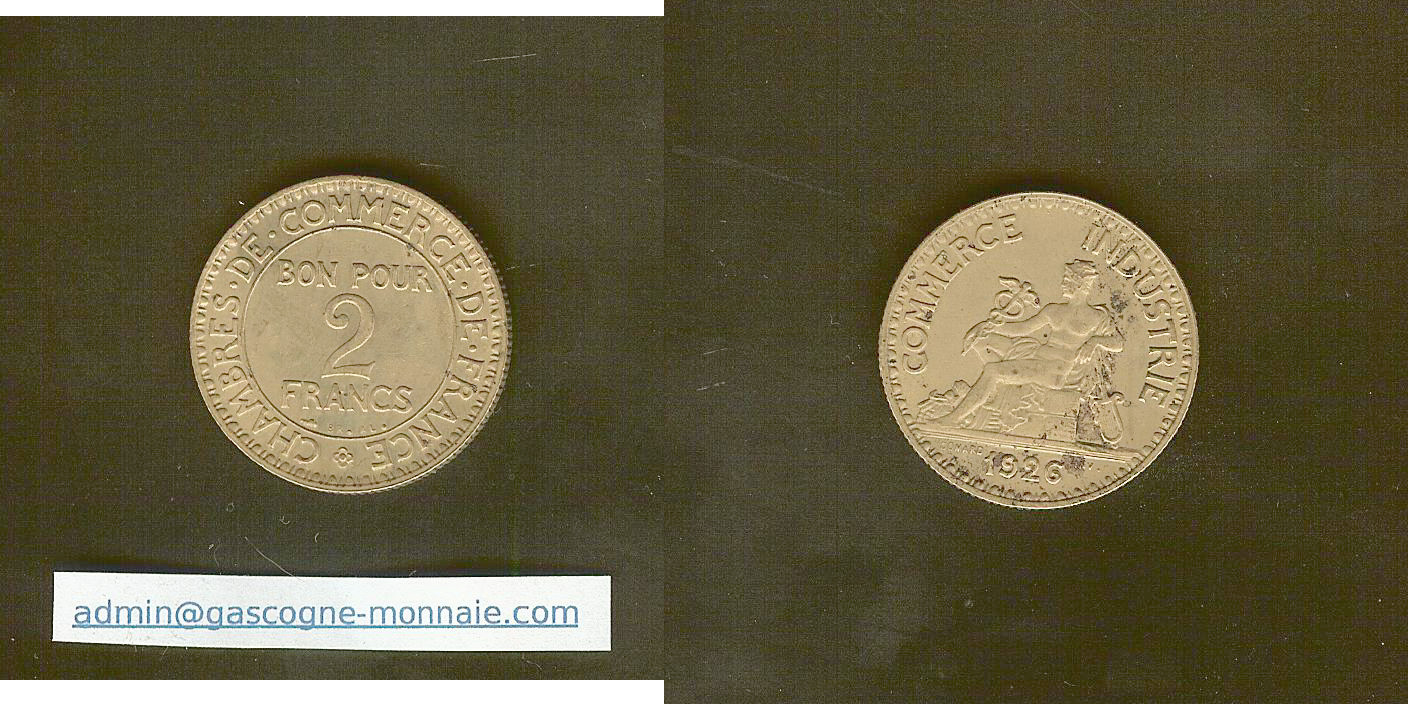 2 francs Chambre du Commerce 1926 TTB+ à SUP